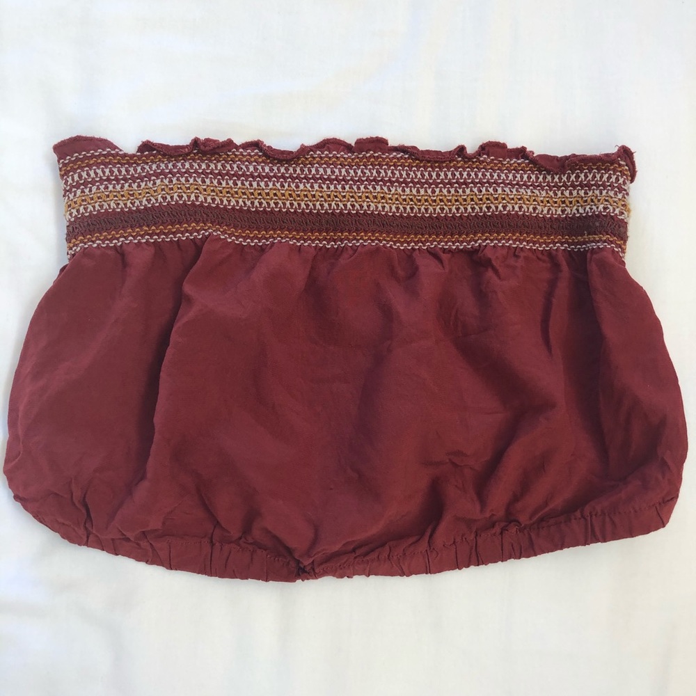 Urban Outfitters Red Embroidered Crop Top